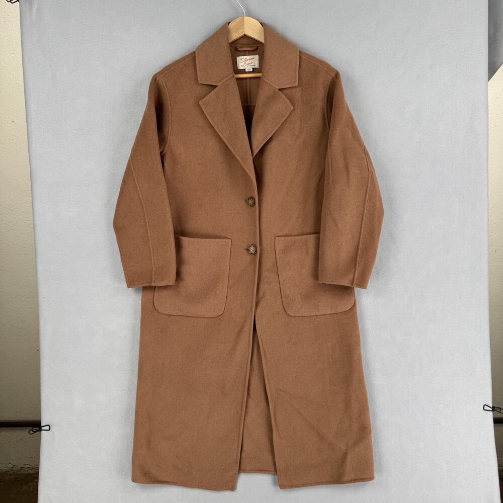 Marine Layer Coat Womens XS Brown Wool Single Breasted Long Overcoat Classic